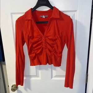 Urban Outfitters Orange Ruched Cropped Blouse
